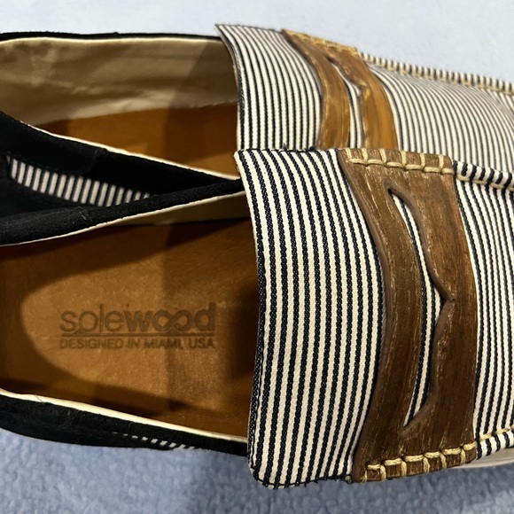 Solewood Men's Penny Loafer, Blue & White Stripes, Size 9M - Picture 3 of 7